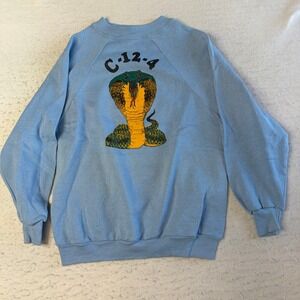 VTG Sportswear Sweatshirt Mens Medium Blue 12th Battalion Vanguard Cobra Graphic